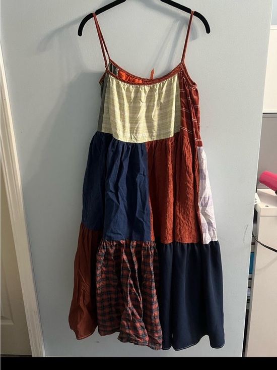 le reunion Dresses & Skirts - Le Reunion Patchwork Spaghetti-Strap Maxi Dress in Rust, Navy & Cream